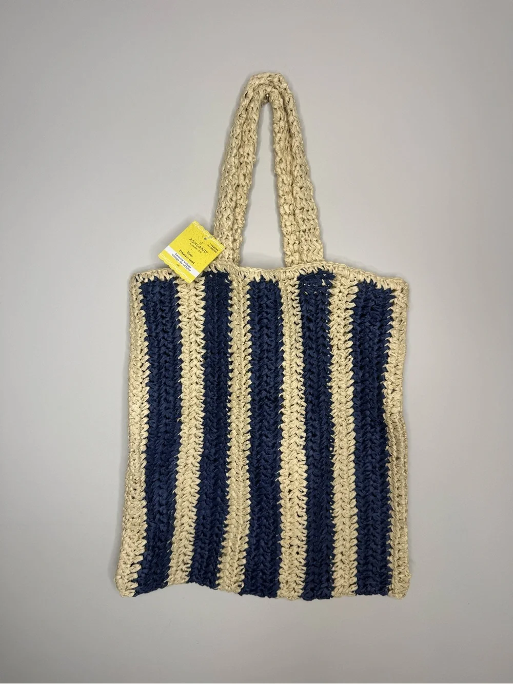 Ashland Navy and Cream Striped Crochet Shoulder Bag